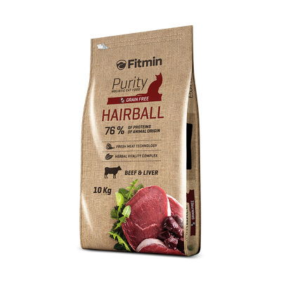 Фото Fitmin cat Purity Hairball (для довгошерстих котів з яловичиною), 10 кг &mdash; купити в інтернет-магазині Зообаза. Дропшпінг. Товари для домашних тварин