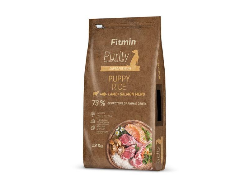 Фото Fitmin dog Purity Rice Puppy Lamb & Salmon (для цуценят всіх порід собак з рисом, ягня та лосось), 12 кг &mdash; купити в інтернет-магазині ЗооБаза
