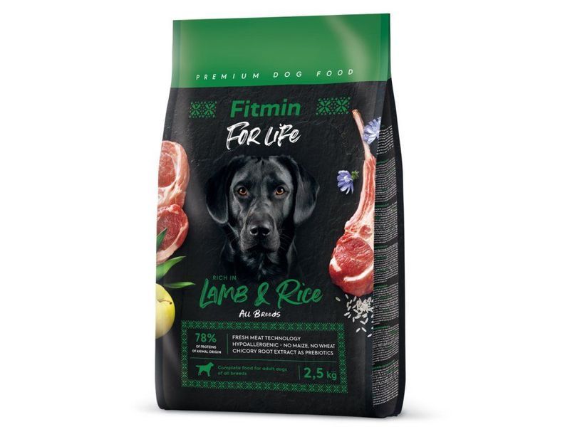 Фото Fitmin dog For Life Lamb & Rice (для дорослих собак всіх порід ягня з рисом), 2,5 кг &mdash; купити в інтернет-магазині ЗооБаза