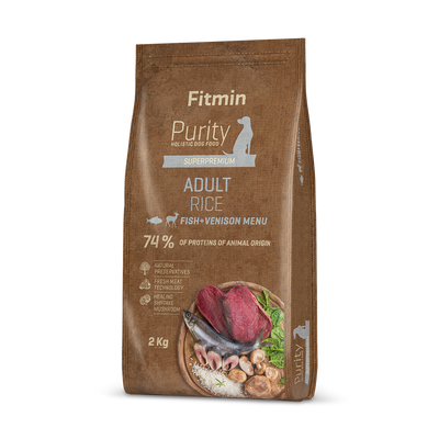 Фото Корм для дорослих собак Fitmin Purity Rice Fish & Venison 2 кг &mdash; купити в інтернет-магазині Зообаза. Дропшпінг. Товари для домашних тварин