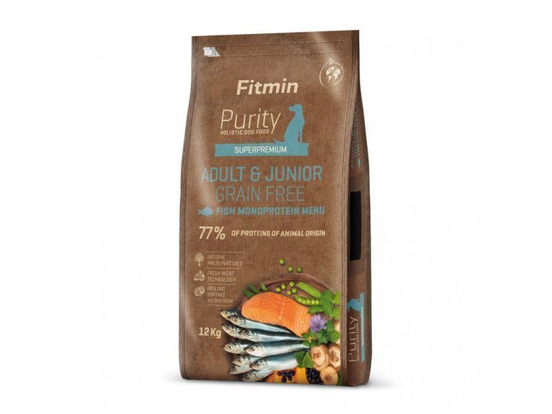 Фото Fitmin dog Purity GF Adult & Junior Fish Menu, 12 кг &mdash; купить в интернет-магазине ЗооБаза
