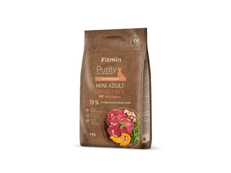 Фото Fitmin dog Purity GF Adult Mini Beef (для дорослих собак малих порід з яловичиною), 4 кг &mdash; купити в інтернет-магазині ЗооБаза