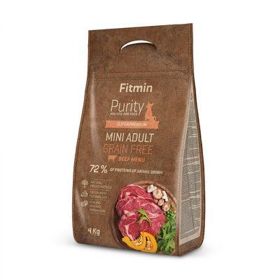 Фото Fitmin dog Purity GF Adult Mini Beef (для дорослих собак малих порід з яловичиною), 0,8 кг &mdash; купити в інтернет-магазині Зообаза. Дропшпінг. Товари для домашних тварин