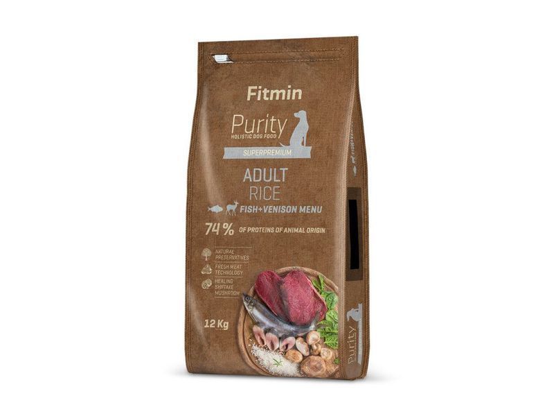 Фото Fitmin dog Purity Rice Adult Fish & Venison (для дорослих собак середніх та великих порід з рисом, риба та дичина), 12 кг &mdash; купить в интернет-магазине ЗооБаза
