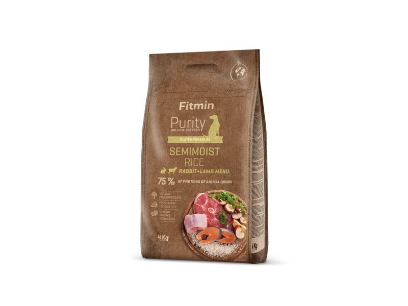 Фото Fitmin dog Purity Rice Semimoist Rabbit & Lamb (напіввологий корм для всіх порід собак з рисом, кролик та ягня), 4 кг &mdash; купити в інтернет-магазині ЗооБаза