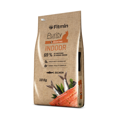 Фото Fitmin cat Purity Indoor (для домашніх котів з лососем та рибою), 1,5 кг &mdash; купити в інтернет-магазині Зообаза. Дропшпінг. Товари для домашних тварин