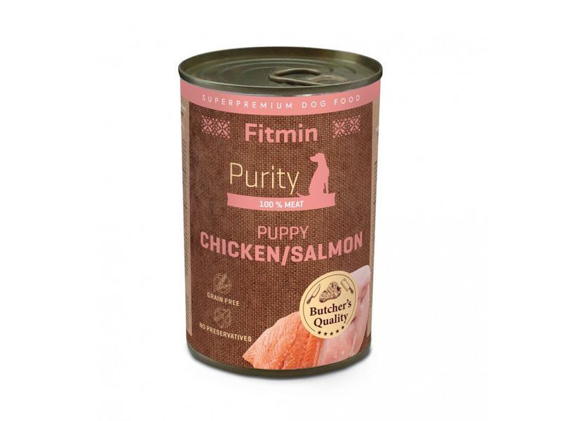 Фото Fitmin dog Purity tin puppy salmon with chicken 400г &mdash; купить в интернет-магазине ЗооБаза
