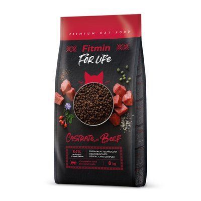 Фото Fitmin cat For Life Castrate Beef (для стерилізованих з яловичиною), 8 кг &mdash; купити в інтернет-магазині Зообаза. Дропшпінг. Товари для домашних тварин