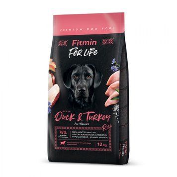 Фото Fitmin dog For Life Duck & Turkey (для дорослих собак всіх порід качка та індичка), 12 кг &mdash; купити в інтернет-магазині ЗооБаза