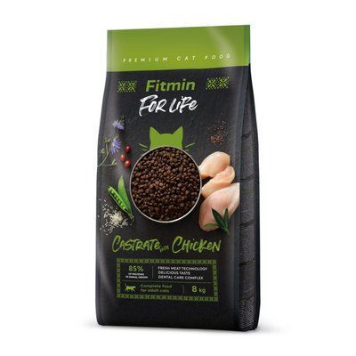 Фото Fitmin cat For Life Castrate Chicken (для стерилізованих з куркою), 1,8 кг &mdash; купити в інтернет-магазині Зообаза. Дропшпінг. Товари для домашних тварин